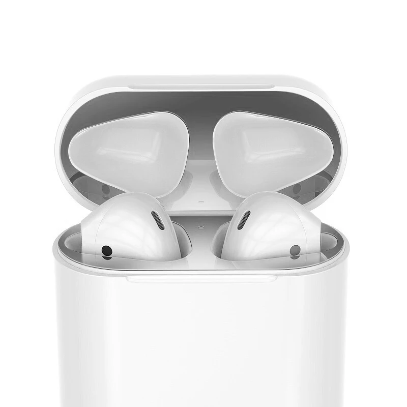 Защита от пыли для Airpods 1 ультратонкая Пылезащитная металлическая наклейка 18K покрытая пленка для Airpods чехол 1 золото/серебро/красный/синий/черный - Цвет: Серебристый