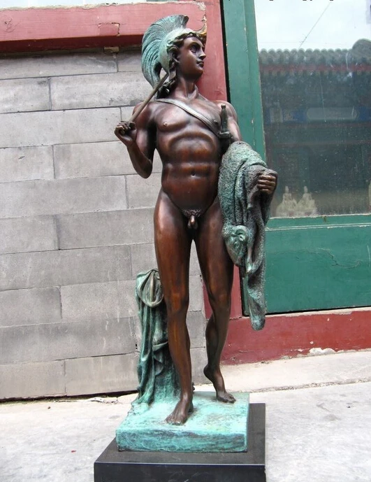 

FREE SHIPPING wholesale factory westward Large Pure Bronze Copper & Marble Golden Fleece Man sculpture statue