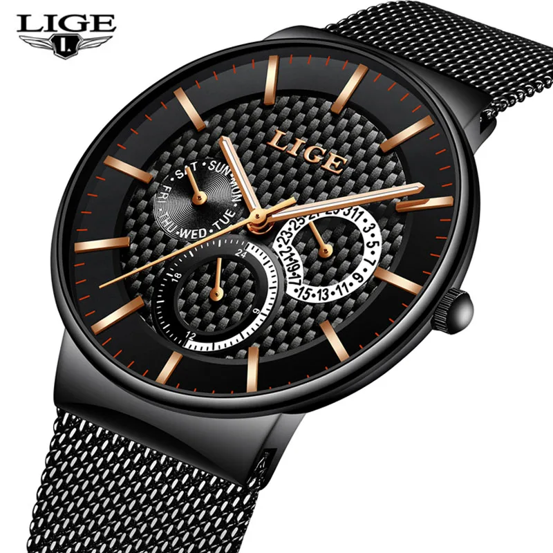 

Relogio Masculion LIGE Men Top Luxury Brand Military Sport Watch Men's Quartz Clock Male Full Steel Casual Business Male Clock