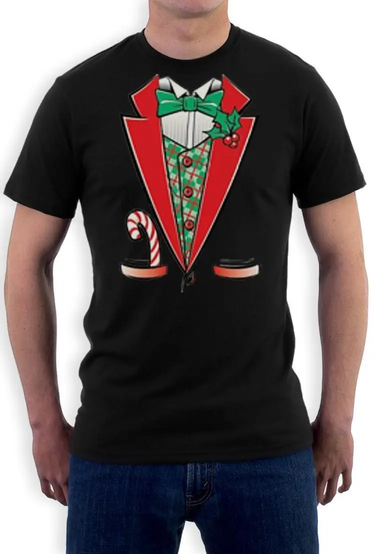 Festive Christmas Tuxedo T-Shirt Xmas Party Ugly Sweater Holidays Gift Idea Tee | Мужская одежда