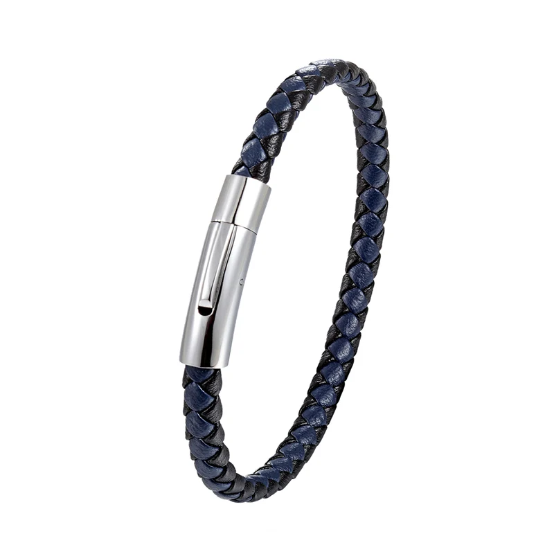 Черный/белый плетеный стальной браслет, Женский Простой Модный магнитный браслет с пряжкой, мужской браслет из нержавеющей стали - Окраска металла: TZ-84