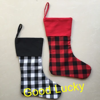 

20pcs/lot Wholesale christmas decoration high quality delicate new plaid Red Buffalo Plaid Stocking