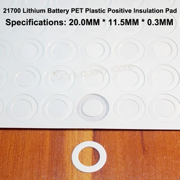 100pcs/lot 21700 lithium battery pack high temperature resistant barium paper positive hollow insulating gasket - Цвет: PET white