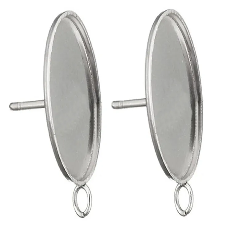 Earrings 20pcs Surgical Stainless Steel Bezel Earring Studs Bezel