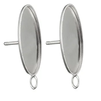 

20pcs Surgical Stainless Steel Earring Bezel Stud No Allergic Oval Blank Earring Base Setting Fit 10x14mm Cabochon Jewelry Make