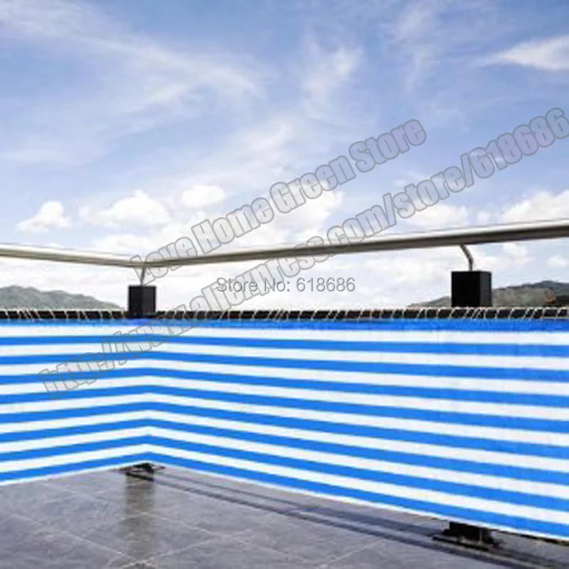 Blue/white striped privacy screen net awning fence for Deck Patio