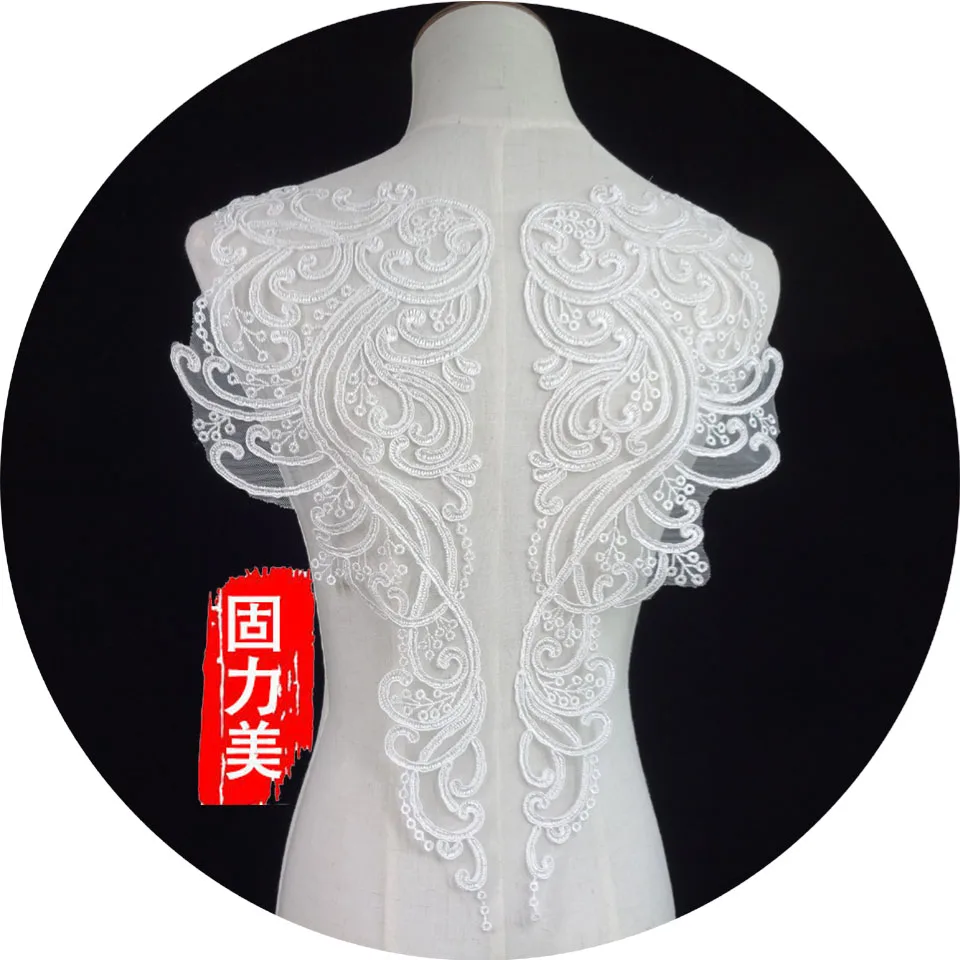 1pc Ivory Large Size Wedding Flower Accessories Handmade diy Material High-grade Dress front Back Applique Lace | Дом и сад
