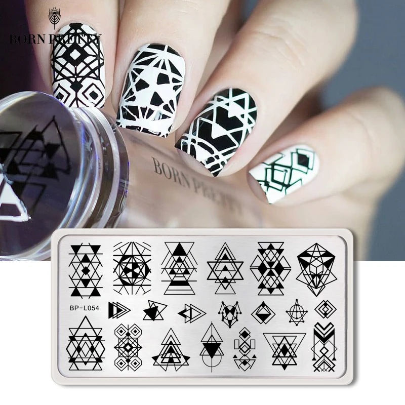 

BORN PRETTY Rectangle Nail Stamping Template Geometry Design 12*6cm Manicure Nail Image Plate BP-L054