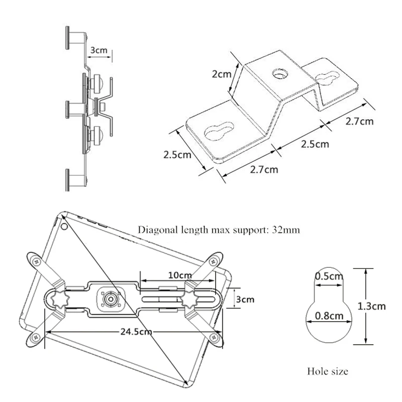 Настенный планшет подножка; алюминиевый сплав настенный кронштейн экран 360 градусов вращение стойка для планшета для iPad Air Mini 3,5-12 дюймов