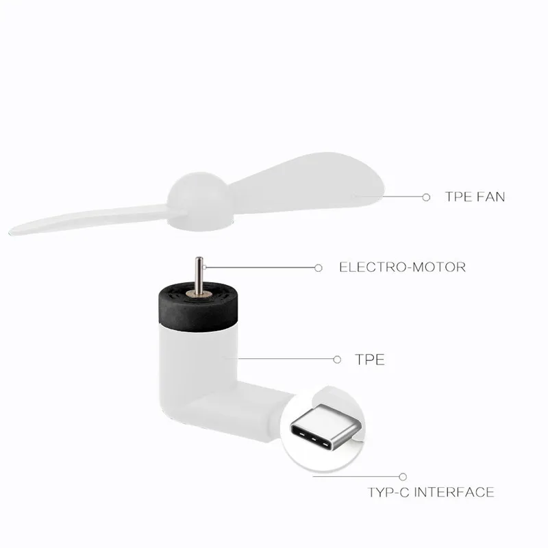 BinFul Mini портативный мобильный телефон USB Type c вентилятор для телефона тестер