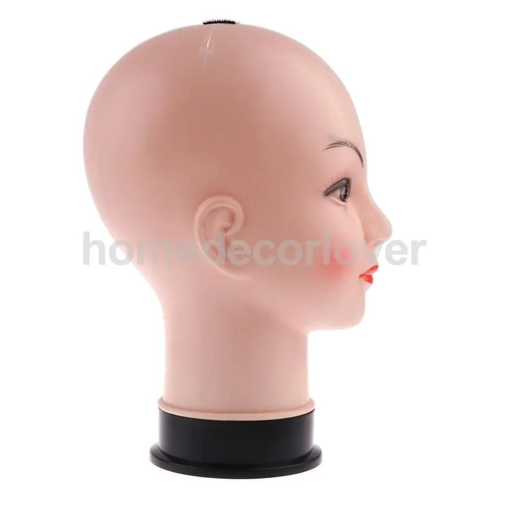 PVC Female Bald Mannequin Head Model Wig Making Hat Glasses Display Stand 