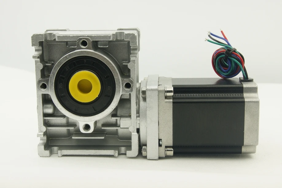 

Nema23 Worm geared stepper motor with output shaft 3.0A 1.5N.m(215oz-in) motor length 76mm Bipolar worm Gear ratio 1:5