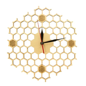 

Honeycomb Inspired Wooden Wall Clock With Non Ticking Silent Sweep Minimalist Clock Hexagonal Kitchen Wall Decor Bee Lovers Gift