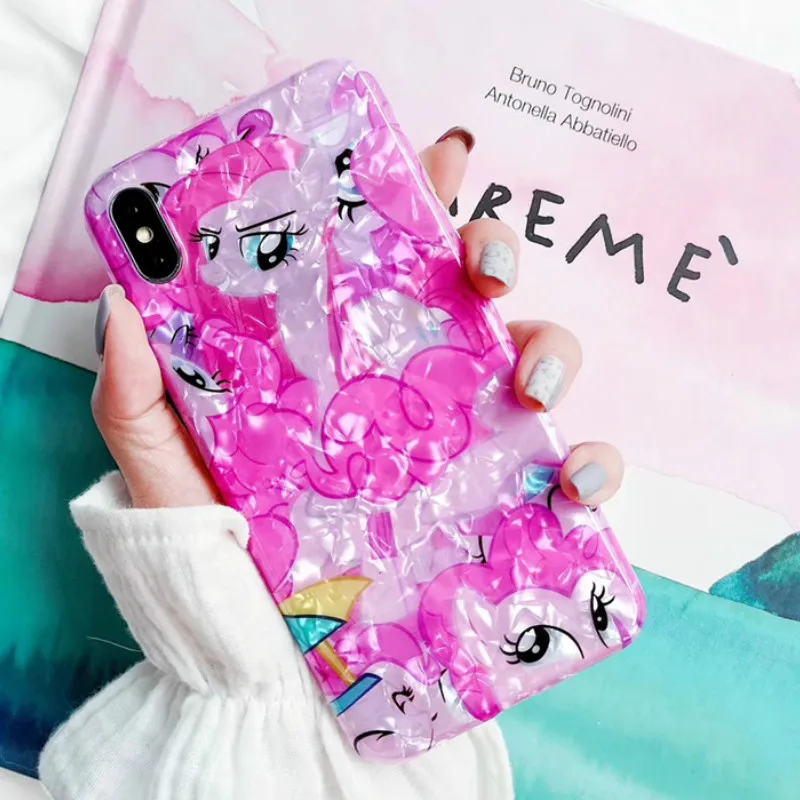 

Luxury Glitter Dream Conch Shell Unicorn Phone Case For iPhone 7 8 Plus XR XS Max 6 6S Plus Lovely For Gift Silicone Black Cover