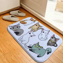 Фланелевый автомобильный коврик, напольный ковер домашний декор, коврик для спальни, коврик для двери, коврик для улицы, милый кот, Нескользящие ковры, кухня