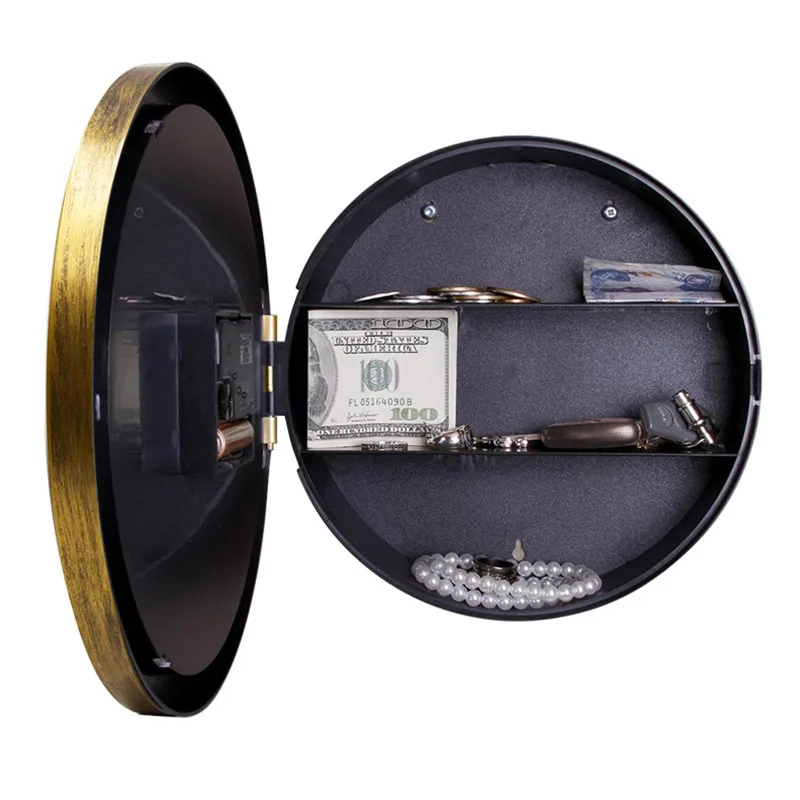 Wall Clock Safe Box Creative Vintage Hidden Secret Storage Box for Cash Money Jewelry Home Office Security Clock Style Safes