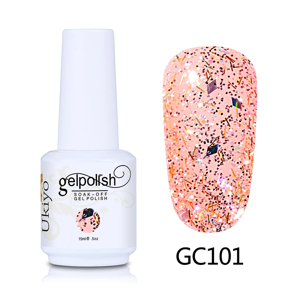 GC101 Ukiyo 15 мл гель для ногтей с блёстками лак отмачиваемый гель лак алмазные ногти Эмаль Лак Vernis Полупостоянный гель лак - Цвет: GC101
