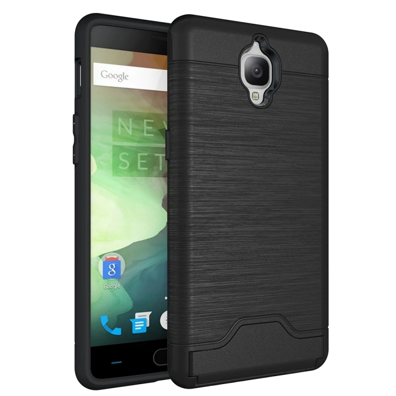 

For Oneplus 3 Cover Oneplus3 Phone Case Brushed TPU+PC Fundas Card Holder Stand Back Cover Phone Cases Capa