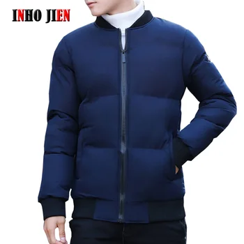

Winter Jacket Men Fashion Casual Cotton Padded Outerwear Parkas Mens Stand Collar Rib Coats Male Overcoat Jackets Brand Clothing