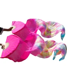 Сценическое представление шелк танец живота вентиляторы градиент цвет танцевальные аксессуары танец Живота Шелковые вееры Роза+ смешанный цвет