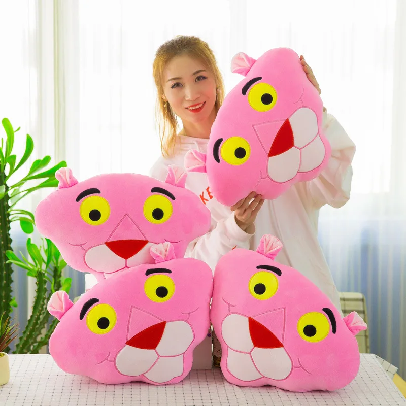 New Creative Feather Cotton Pink Panther Cartoon Doll Pillow Cushion