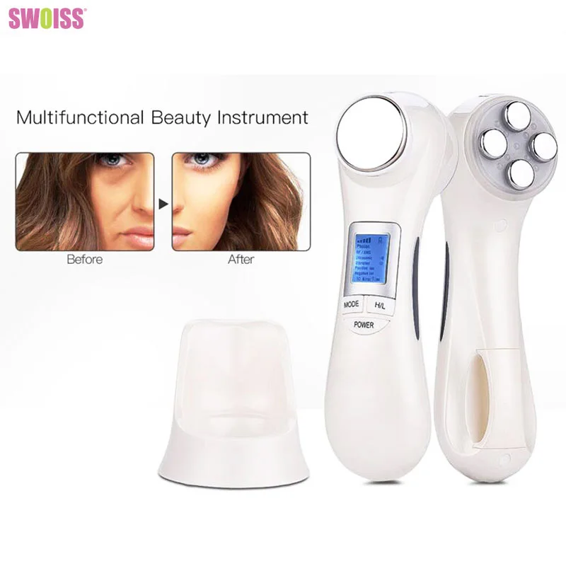 

SWOISS White USB Charging Ultrasonic Hot Cold Hammer Skin Tighten Device Face Lifting Beauty Machine Home Spa For Face Care Tool