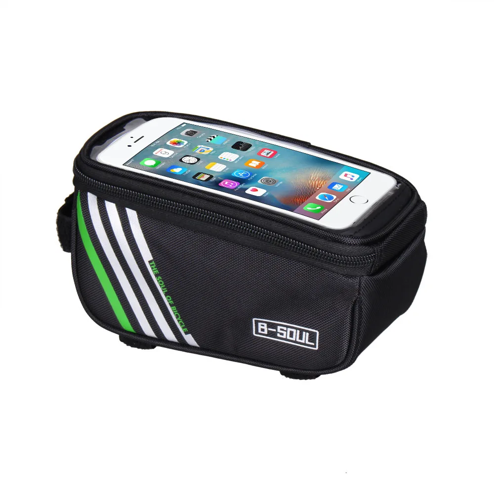 Discount Bicycle front beam package 4.8/5.7 inch touch screen phone saddle bag bike on tube tool bag riding equipment alforjas bici MTB 9