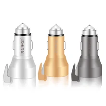 Два usb-порта автомобильное зарядное устройство с резаком и безопасный Молот для зарядки телефона