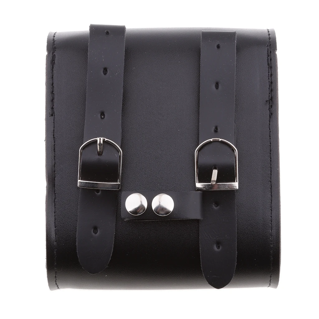 Motorcycle Bike Saddle Bags Saddlebags PU Leather Side Storage Fork Tool Pouch - Black