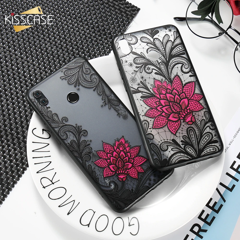 KISSCASE цветочный чехол для телефона Huawei Honor 9 10 8 pro 7X 8X 7A случаях 3D кружевное платье с