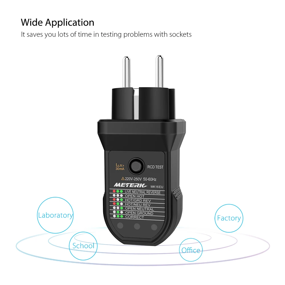 KKmoon Probador de enchufes el/éctrico RCD avanzado Neutro en vivo Cable de tierra vivo Detector de polaridad Detector de enchufe de pared Buscador de interruptores el/éctrico Prueba