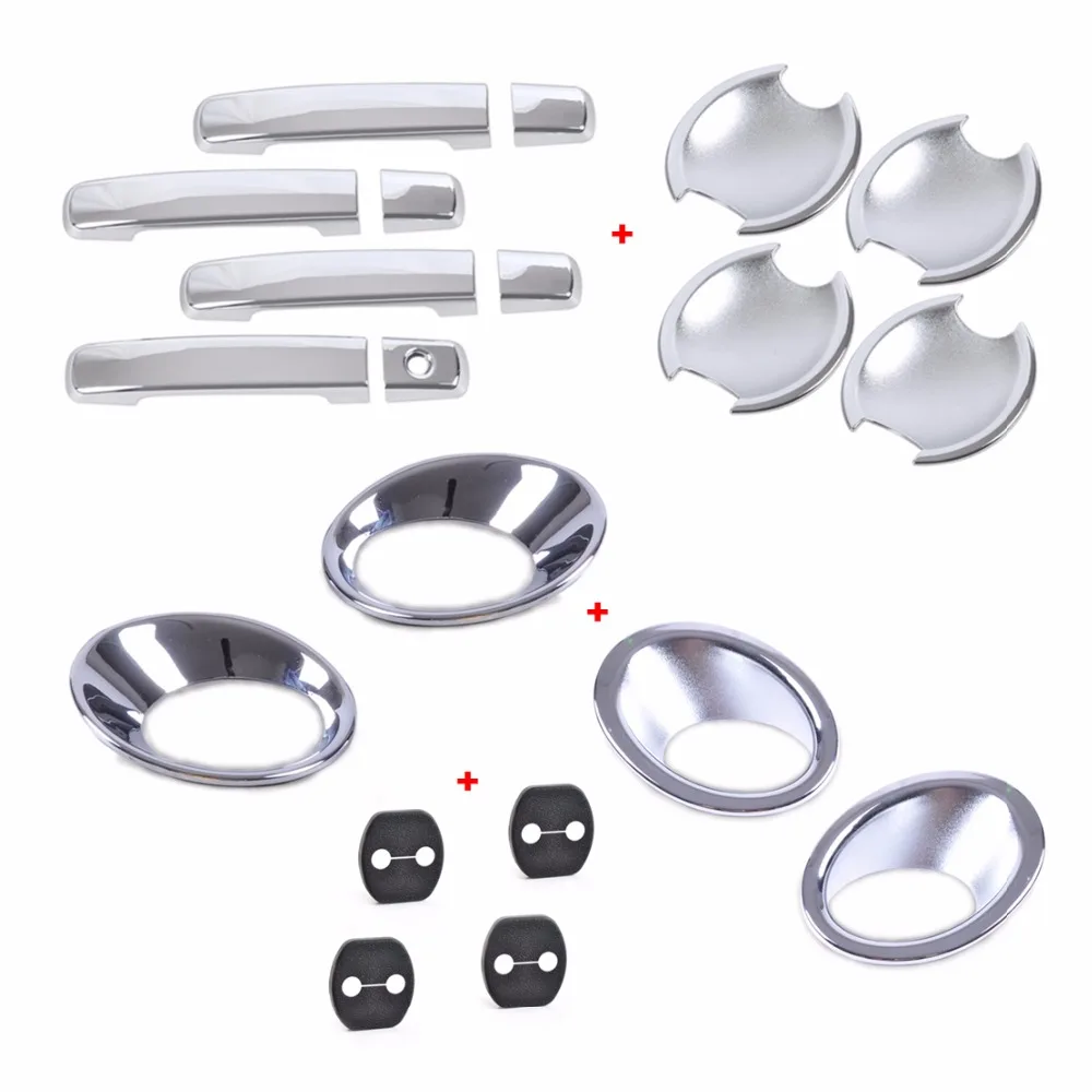 

DWCX Chrome Door Handle Cover+Cup Bowl Trims Front + Rear Fog Lights Cover + Door Striker Cover for Nissan Qashqai 2007 - 2009