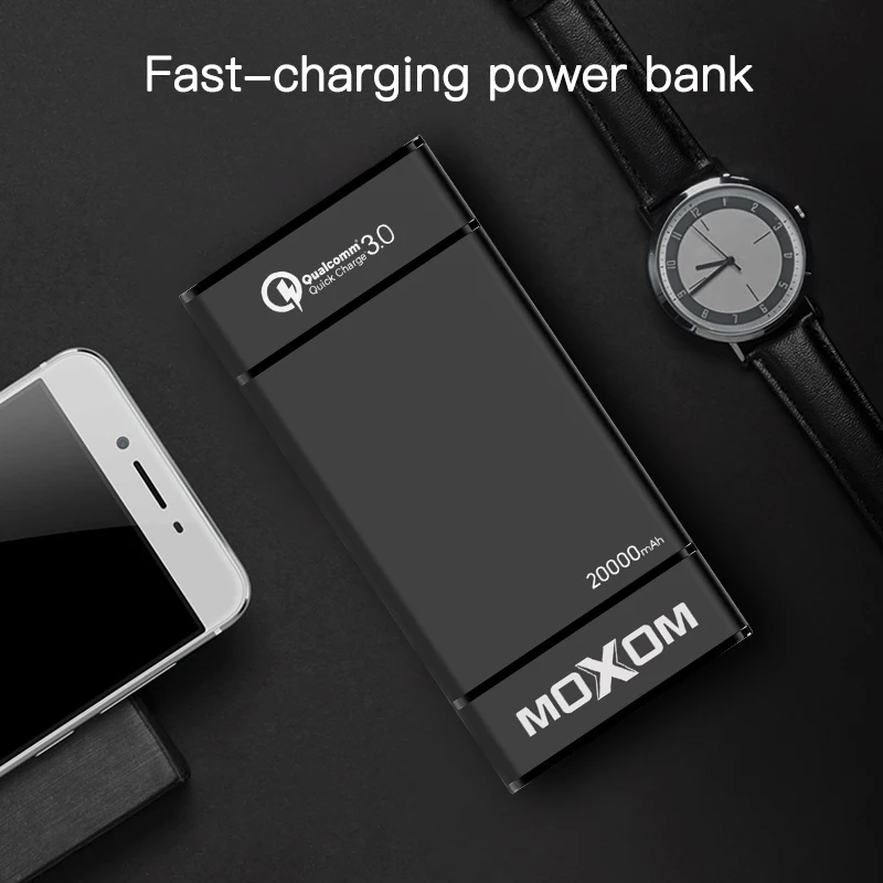 

MOXOM Power Bank 20000mAh Portable Charger External Battery Quick Charge 3.0 Dual USB Port Powerbank for iPhone for Samsung