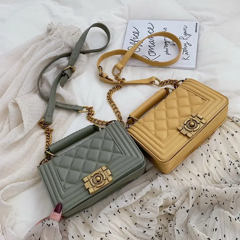 

2019 new women bags crossbody bags pu leather luxury designer handbags Summer versatile rhomboid chain package