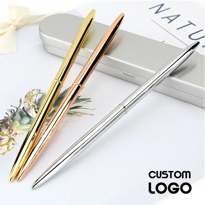 

1pc Metal 0.7mm Personality Ball Pen Hotel Counter Sign Single Pen Gel Pens Business Gift School Office Laser Customization Logo