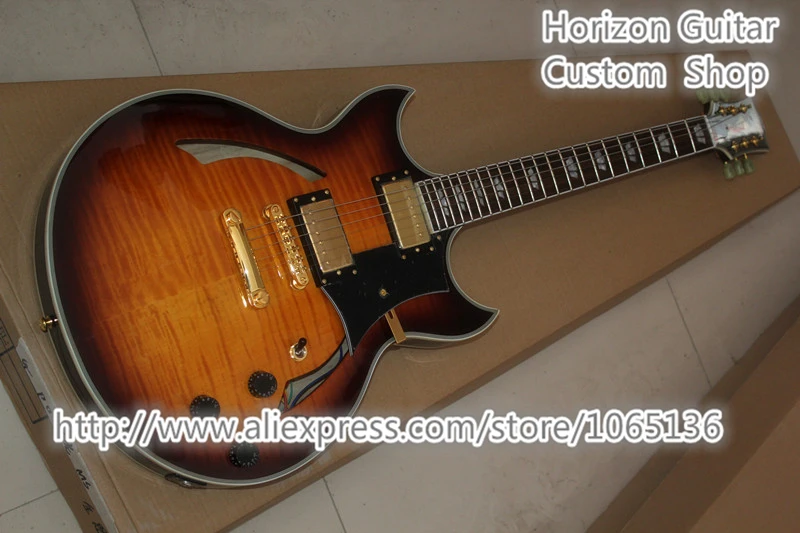 Custom Chinese Guitar from Johnny A Guitar ES Hollow Body Electric Guitarra Vintage Sunburst In