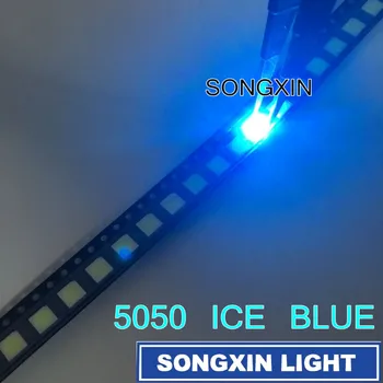 

50PCS 5050 ice blue smd led Plcc-6 smd 5050 led Diode ice blue water clear blue led 5.0*5.0*1.9mm