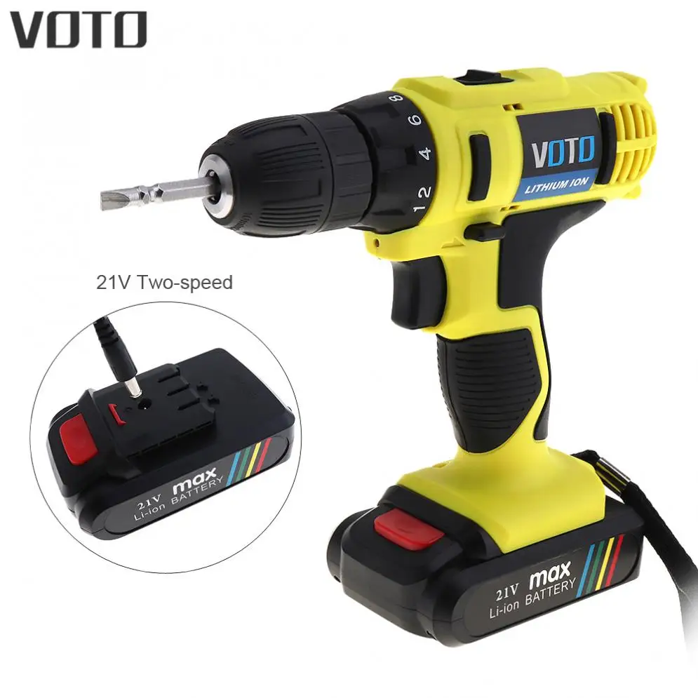 

VOTO Handling Screws/Punching AC 100 - 240V Cordless 21V Electric Screwdriver/Drill with Two-speed Adjustment Button