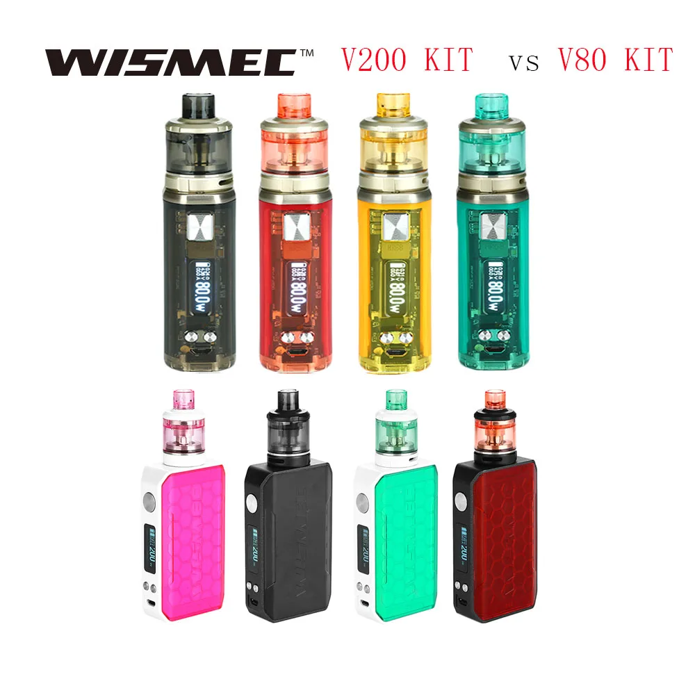 

Original WISMEC SINUOUS V200 200W TC Kit 2ml/3ml Amor NSE Tank for Both MTL & DL Vaping No Child Lock Ecig Vape Kit Vs v80 kit