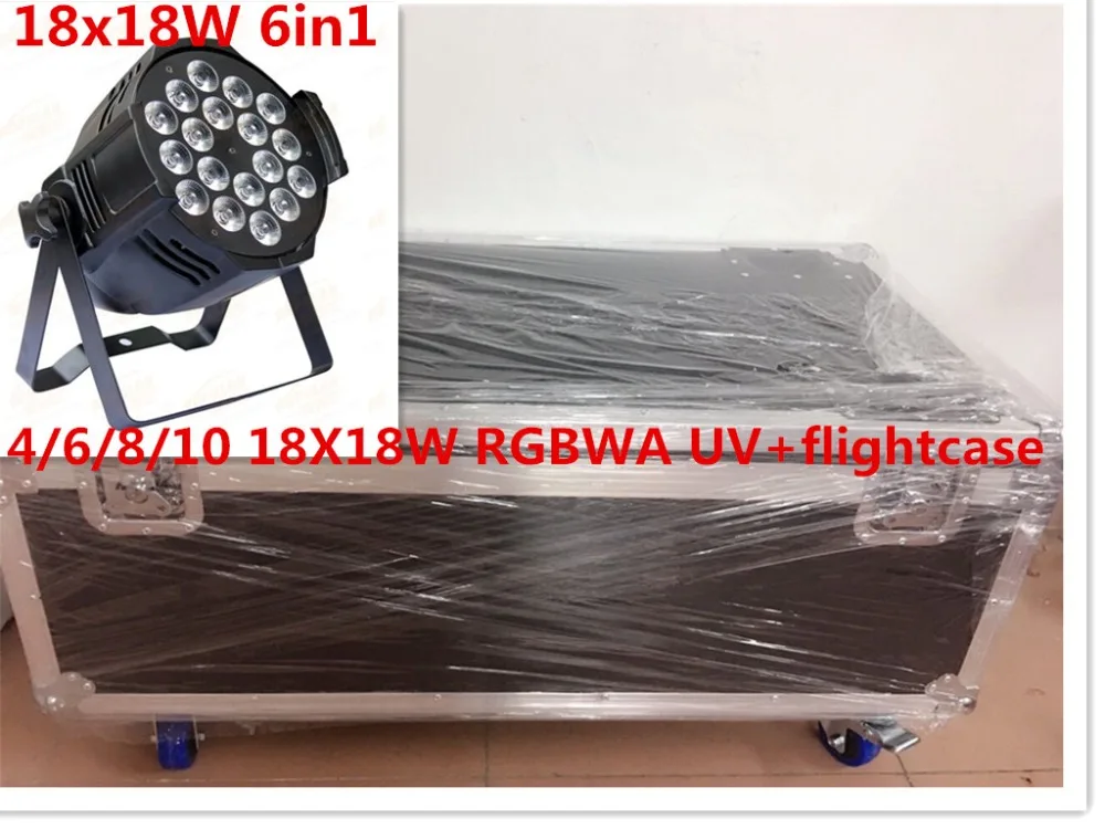 

4/6/8/10 unids 18x18 w led par luces con 1 flight case uv 6in1 rgbwa led par luz