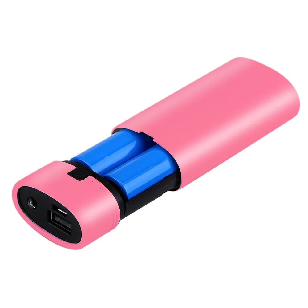 5600 мАч 5 V USB Мощность банковская карта чехол 18650 панели солнечных батарей коробка для сотового телефона, Внешняя батарея резервного Батарея для bluetooth psp mp3 - Цвет: Pink