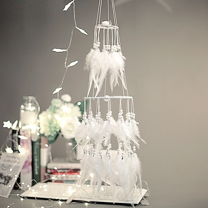 Romantic LED Lighting Dream Catcher 20 LED Light String Feather Wind Chimes Night Light Gift Home Party Wall Hanging Decoration (3)