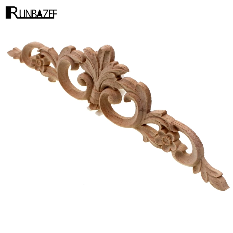 

RUNBAZEF Simple Vintage Wood Carved Decal Corner Onlay Applique Frame Furniture Wall Unpainted For Home Cabinet Door Decor Craft