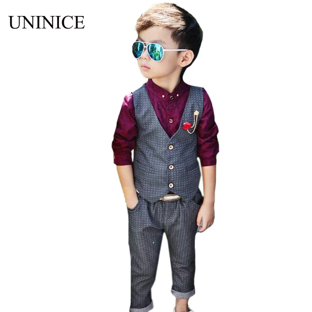 Fashion England Kids Clothing Set For Baby Boy Polka Dot Handsome Vest