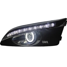 EOsuns Innovador COB Ángel de ojos + LED luz corriente diurna DRL + halógeno Lámpara de La Niebla con la Lente Del Proyector para chevrolet aveo de sonic
