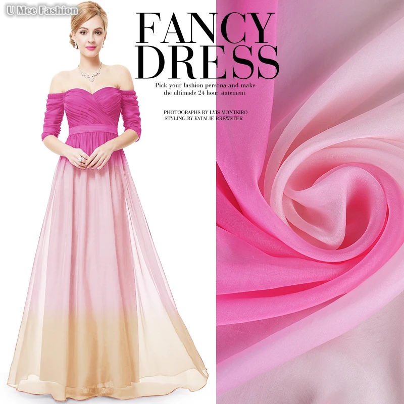 

SC079 100% Silk Chiffon/Gradient,Rose Pink/Silk Fabric Mulberry Silk Thin/Width 1.48yd Thickness 6mm