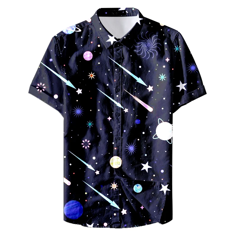 UNIVERSE STARRY SKY OCEAN series print men Hawaiian Shirt Summer Cool ...
