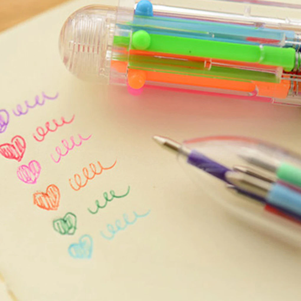 

Hot Style 4Pcs 6 Color in 1 Ballpoint Pen Office School Supplies Students Gift Writing Instruments