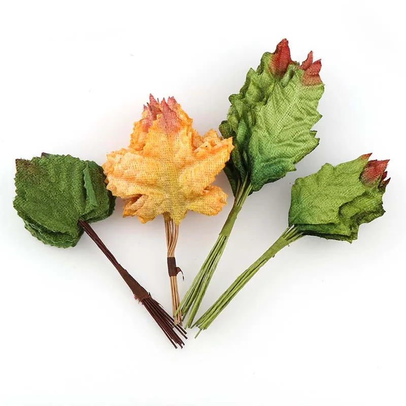10-13 шт/Букет Моделирование искусственных цветов розы Пластиковые кленовые листья поддельные шелковые цветочные для свадебного украшения