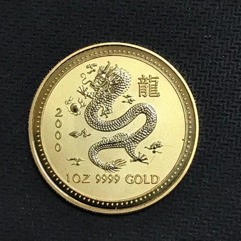 

3 Pcs Non Magnetic Australian Chinese Zodiac Dragon animal badge 24K real gold plated 34 mm Elizabeth collectible sourvenir Coin